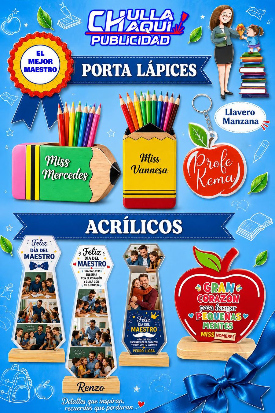 Porta lápices y acrílicos